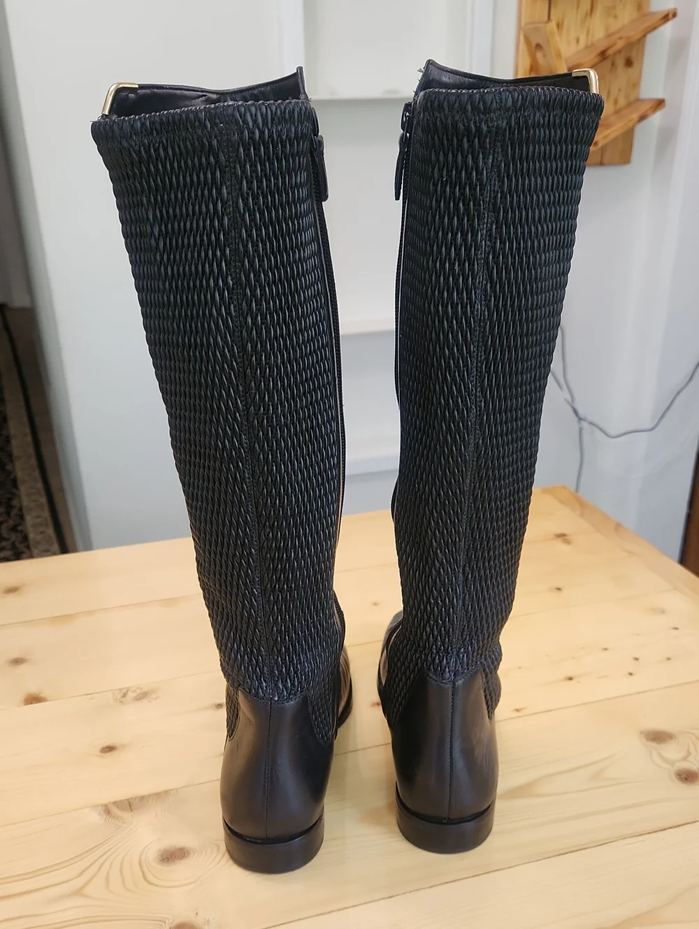 Cole Haan Rockland Black Leather Tall Stretch Riding Boots Size 8